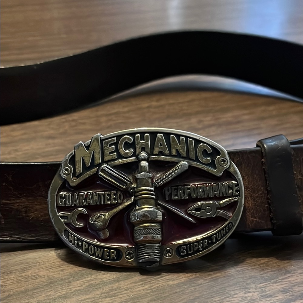 VINTAGE Mechanic Belt Buckle Leather Great American Buckle Company